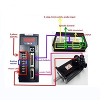 Juego de Motor Servo Industrial 220V 1.27N.m 400W 3000rpm 80ST-M01330 con Kit de Controlador Servo AASD-15A para Automatización