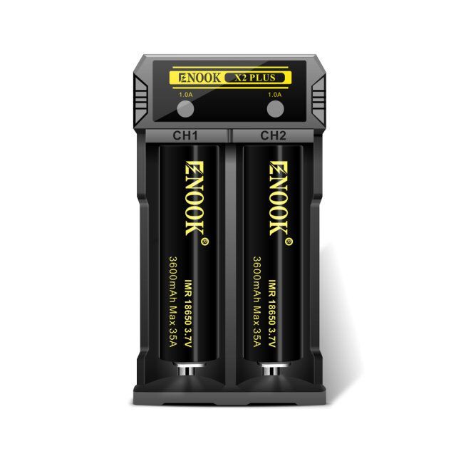 Enook Smart Rapid Battery Charger X2 Plus for Rechargeable 3.7V Li-ion Batteries 26650 18650 18350 18500