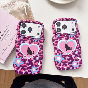 เคสโทรศัพท์มือถือลายเสือดาว Ripples Leopard Love Cat สำหรับ iPhone 17 16 15 Pro Max วัสดุ PC tpu ลายดาว IMD ผ้าลินิน พิมพ์ลายแบบ Sublimation ฝาหลังเปล่า - Product Image 1