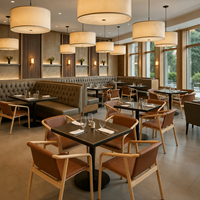 Ensemble de chaises de salle à manger en cuir de qualité supérieure, structure métallique, mobilier de restaurant, durable, facile à nettoyer, design luxueux