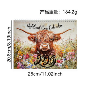 Calendario de Escritorio 2026 con Diseño de Vaca de las Tierras Altas de Gangtong, <span class=keywords><strong>Planificador</strong></span> Anual - Product Image 2