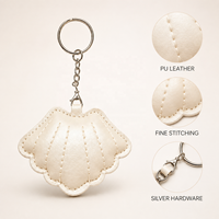 Porte-clés en cuir PU en forme de coquillage mignon, breloque pendentif, accessoire de décoration de sac DIY, porte-clés, cadeau pour femme