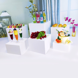 Set of 6pcs White Buffet Stand Acrylic <strong>Table</strong> <strong>Riser</strong> Cube Display Nesting <strong>Risers</strong> Lucite Square Food Dessert Stand - Product Image 4