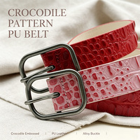 Ceinture en cuir PU gaufré crocodile, accessoire de mode unisexe, personnalisable OEM ODM, plusieurs couleurs