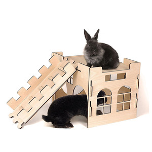 Casetta in <span class=keywords><strong>Legno</strong></span> Incisa a Forma <span class=keywords><strong>di</strong></span> Coniglio - Castello, Rifugio, Fortezza Giocattolo - Design Personalizzabile e Durevole - Product Image 4
