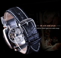 Top Clock Forsining Herren uhr Luxus Echt leder Mode Royal Transparent Skeleton Herren Automatik Mechanische Uhren
