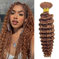 Cheveux humains vietnamiens bruts 100 % non traités Unwept, naturels, pour tresses bohèmes, en vrac, ondulations profondes, 14-26 pouces, doux, épais, couleur 30