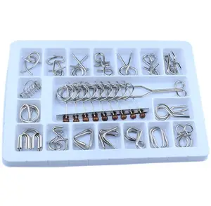 18PCS/Set Metal Puzzle IQ Wire Brain Teaser Game metal wire puzzle for Children Adults