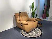 Canapé de salon individuel relaxant, Fauteuil pivotant à bascule pour la maison, Fauteuil pivotant inclinable ou transformable en lit, Fauteuil sans entretien