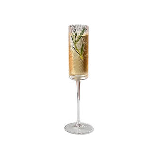 Flûtes à champagne en cristal côtelé pour fête et <span class=keywords><strong>pub</strong></span>, verres à vin roses givrés, verres à vin à manche fin - Product Image 5