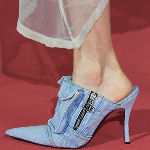 Women Zipper Pocket Denim Sandals Pointy Toe Stiletto High Heels Shoes Jeans <b>Slippers</b> Patchwork on Dress <b>Mules</b> - Product Image 2