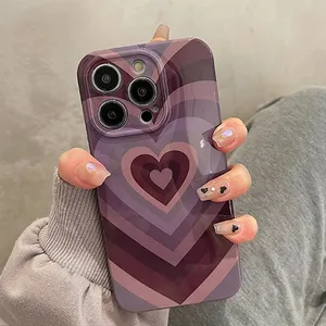 purple luxury trend heart phone case for iphone 13,for i phone 14 pro max deep purple case