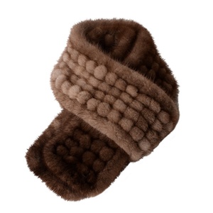 Écharpe en fourrure de vison tricotée polyvalente pour femme, automne-hiver, chaude, avec pompon en fourrure de vison, épaisse et longue, style renard - Product Image 1