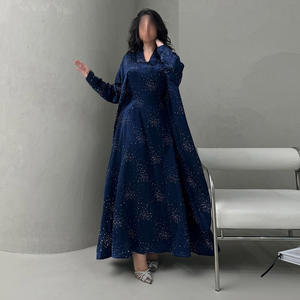 Gaun Muslim Satin Mewah Model Arab <span class=keywords><strong>M</strong></span>-115 Royal Turkish, Busana Abaya Berkilau untuk Wanita Semua Musim - Product Image 3