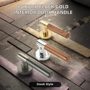 Manija de Puerta Tubular Moderna y Sencilla de Aleación de Zinc con Roseta Interna, Manijas de Puerta de Madera en Negro y Dorado de Lujo para Apartamentos - Product Image 2