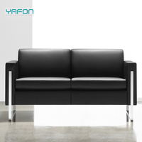 Canapé d'appoint de bureau 1 place en cuir noir