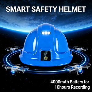 กล้องติดหมวกนิรภัยไร้สาย 4G พร้อมไฟฉาย LED ระบบติดตาม GPS ส่งสัญญาณแบบเรียลไทม์ สำหรับคนงานก่อสร้าง - Product Image 1