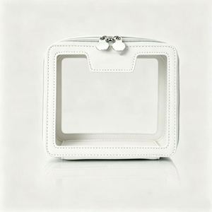 Neceser de Maquillaje Transparente de PVC con Cierre de Cremallera, Organizador de Artículos de Aseo con Logotipo Personalizado, Estuche de Cosméticos Impermeable de Cuero PU para Viaje - Product Image 3