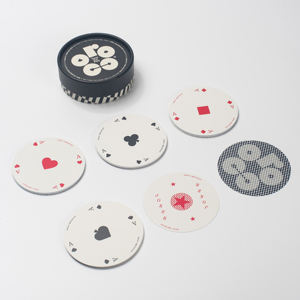 Cartes à jouer personnalisées en PVC, boîte cylindrique, cartes de <span class=keywords><strong>poker</strong></span> rondes noires et blanches à carreaux pour collection ou cadeau - Product Image 2
