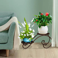 Support à plantes marron à 2 niveaux pour pot de fleurs d'intérieur et d'extérieur à plusieurs niveaux pour le jardin, le salon et le balcon.