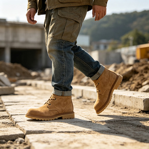 Bottes Chukka Courtes en Cuir Suédé Mat Personnalisées ODM/OEM avec Deux Œillets Métalliques, Lacets, Semelle Robuste à Nœuds, Imperméables, Véganes, Non Doublées, pour l'Extérieur - Product Image 5
