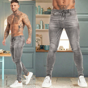 Jeans Baggy Rectos de Algodón 100% para Hombre, Estampado Vintage de Otoño, Tela Vaquera Transpirable, Logotipo Personalizado, Ajuste Medio Ajustado, Tejido de Punto Medio - Product Image 3