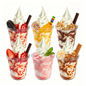 Realistic Plastic 360ml Sundae Ice <b>Cream</b> Model Religious Flower Plant Pattern Decorative Dessert Prop Restaurant <b>Window</b> Food - Product Image 4