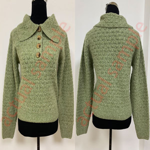 Suéter Vintage para Mujer, Tejido Grueso, con Botones, Color Verde Salvia, Tejido Suave, Ropa de Invierno <span class=keywords><strong>Retro</strong></span> y Moderna para Mujer - Product Image 5