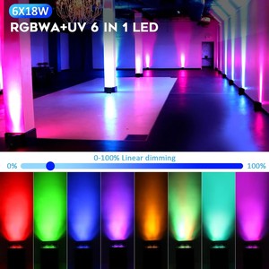 Pack de 6 projecteurs LED sans fil <span class=keywords><strong>DMX</strong></span> W-<span class=keywords><strong>DMX</strong></span> 18W à piles avec télécommande Wi-Fi RDM, RGBAW+UV 6 en 1, pour scène, karaoké, bar - Product Image 4