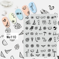 Qianya nouvelle étoile de mer crème glacée coquille plage conceptions 3D Nail Art autocollant Laser été ongles autocollants pour presse sur les ongles décalcomanie