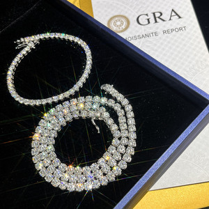 לבן זהב מצופה כסף 3mm 4mm 5mm עגול מבריק מעבדה נוצר moissanite יהלומי טניס צמיד נשים - Product Image 2