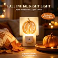Lampe de nuit LED décorative à monogramme citrouille d'automne, avec capteur crépusculaire, à brancher, pour chambre à coucher, Thanksgiving, vente en gros
