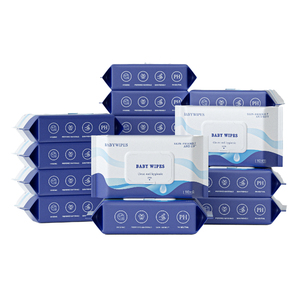 Lingettes humides pour bébé personnalisées OEM/ODM, marque privée, 80 lingettes, eau pure, sans alcool, hypoallergéniques, pour les mains et la bouche du bébé - Product Image 1