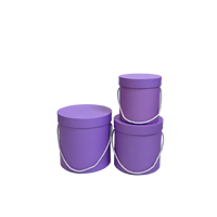 En stock (personnalisation acceptée) – Lot de 3 boîtes rondes unies sans logo – Boîte à fleurs, emballage, seau à fleurs, seau rond avec corde