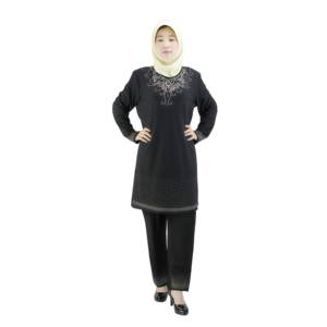 Conjunto Informal Musulmán Islámico de Poliéster para Mujer Talla Grande SIPO, Ropa Modesta, Pantalones con Cintura Elástica, Traje Bazou de Color Sólido - Product Image 2
