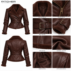 Veste en cuir véritable pour femmes, vente en gros pour les marques de mode américaines, veste en cuir pour femmes, fabrication directe OEM - Product Image 6