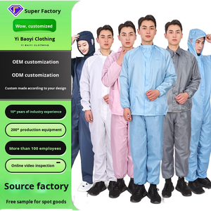 Indumenti da lavoro senza polvere personalizzabili Modulare con cappuccio antistatico per uniformi da camera bianca per laboratori alimentari <span class=keywords><strong>abbigliamento</strong></span> Ready-Made a prova di polvere - Product Image 1