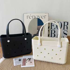 Simple Style Plain Color Tote <b>Beach</b> Bags Waterproof EVA Holes Bag DIY <b>Accessories</b> - Product Image 4