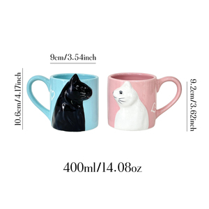Valentine's Day Nordic Simple Style 400ml Ceramic Cartoon Three-dimensional Cat <b>Mug</b> Gift For Couple - Product Image 5