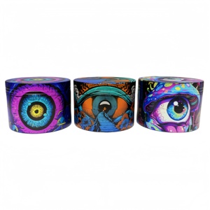 <b>Herb</b> Grinder 6 Pcs Display <b>Box</b> Round Magnetic Metal Dry <b>Herb</b> Grinder With Sharp Teeth And Colorful Design - Product Image 3