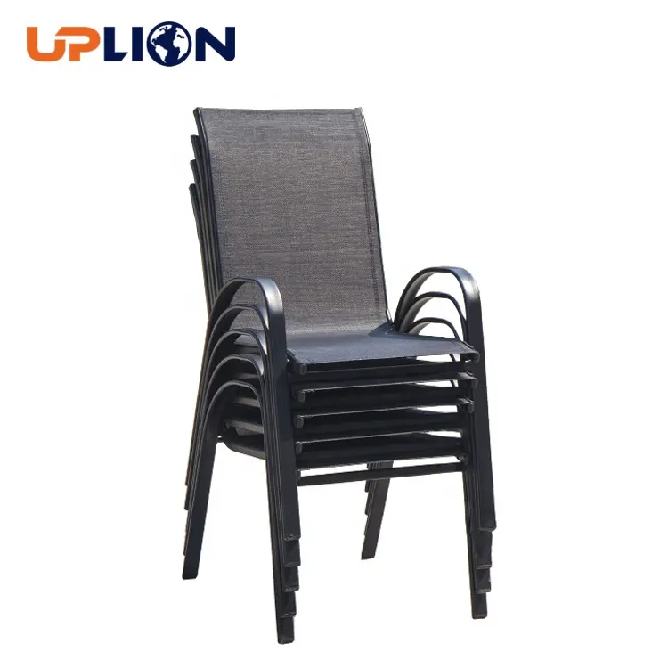 Chaise d'extérieur à empiler en métal, matériau flexible et confortable, pour Patio, salle à manger, jardin, populaire, noir