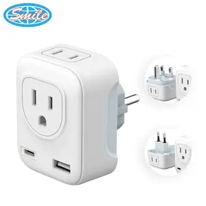 New High-Power Socket 2 USB Output Eu to US Mini Conversion Plug USB + Type-C Travel Charger Adapter