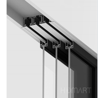 Porte coulissante en verre à 4 battants avec cadre en aluminium sur mesure, porte coulissante en verre transparent pour séparation de pièce