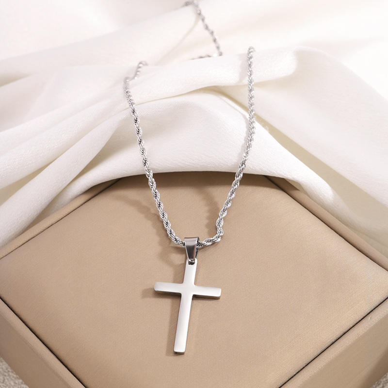 DC-silver-twist cross necklace-3