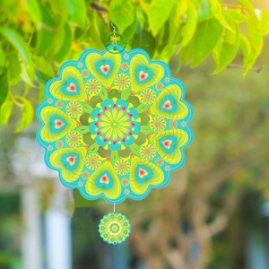 Molino de Viento Mandala Estrellado de 12 Pulgadas, Patrón Geométrico de Acero Inoxidable Cortado con Láser en 3D, Adornos de Jardín, Molino de Viento Colgante - Product Image 6