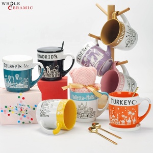 Mug à <span class=keywords><strong>café</strong></span> en céramique avec paysage urbain en relief - Cadeau souvenir de voyage pour touristes (options multi-villes) - Product Image 4