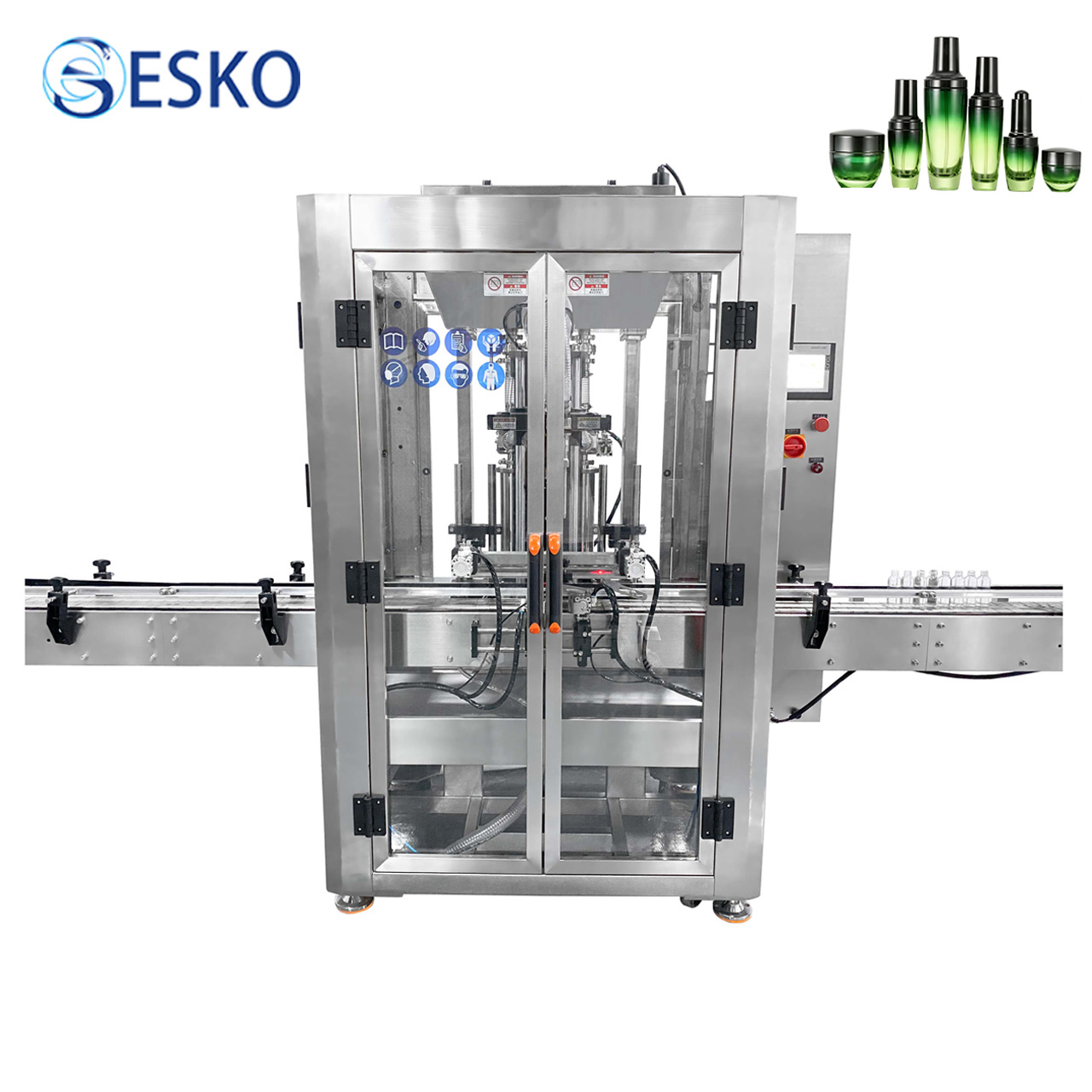 ESKO Automatic Double Nozzles Plastic Jar Hand Cream Filling Line Shampoo Lotion Filler Capping Plant