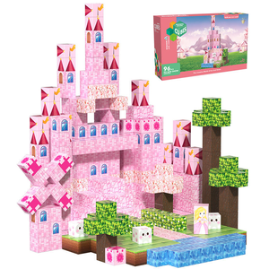 Bloques de Construcción Magnéticos de Plástico, Juego de 100 Piezas de Edificios Modernos para Niñas de 5 a 7 Años, <span class=keywords><strong>Castillo</strong></span> Rosa, Juguete Educativo - Product Image 1
