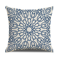 Housse de coussin YINUAN bleu marine, style bohème, mandala, lignes géométriques florales, lavable, décorative, housse de coussin