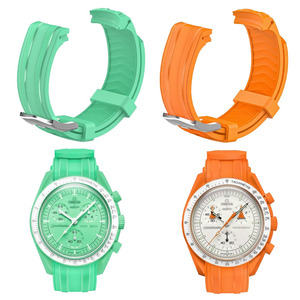 Bracelet de montre de sport personnalisé en caoutchouc 20 mm TPU élastique de remplacement pour Moonwatch Orange <span class=keywords><strong>Noir</strong></span> Blanc Bleu Jaune - Product Image 1